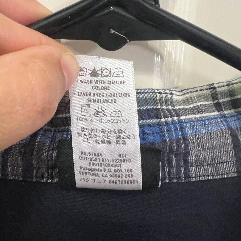 Patagonia Blue Green Plaid Long Sleeve Button Down Shirt Large - Picture 4 of 7
